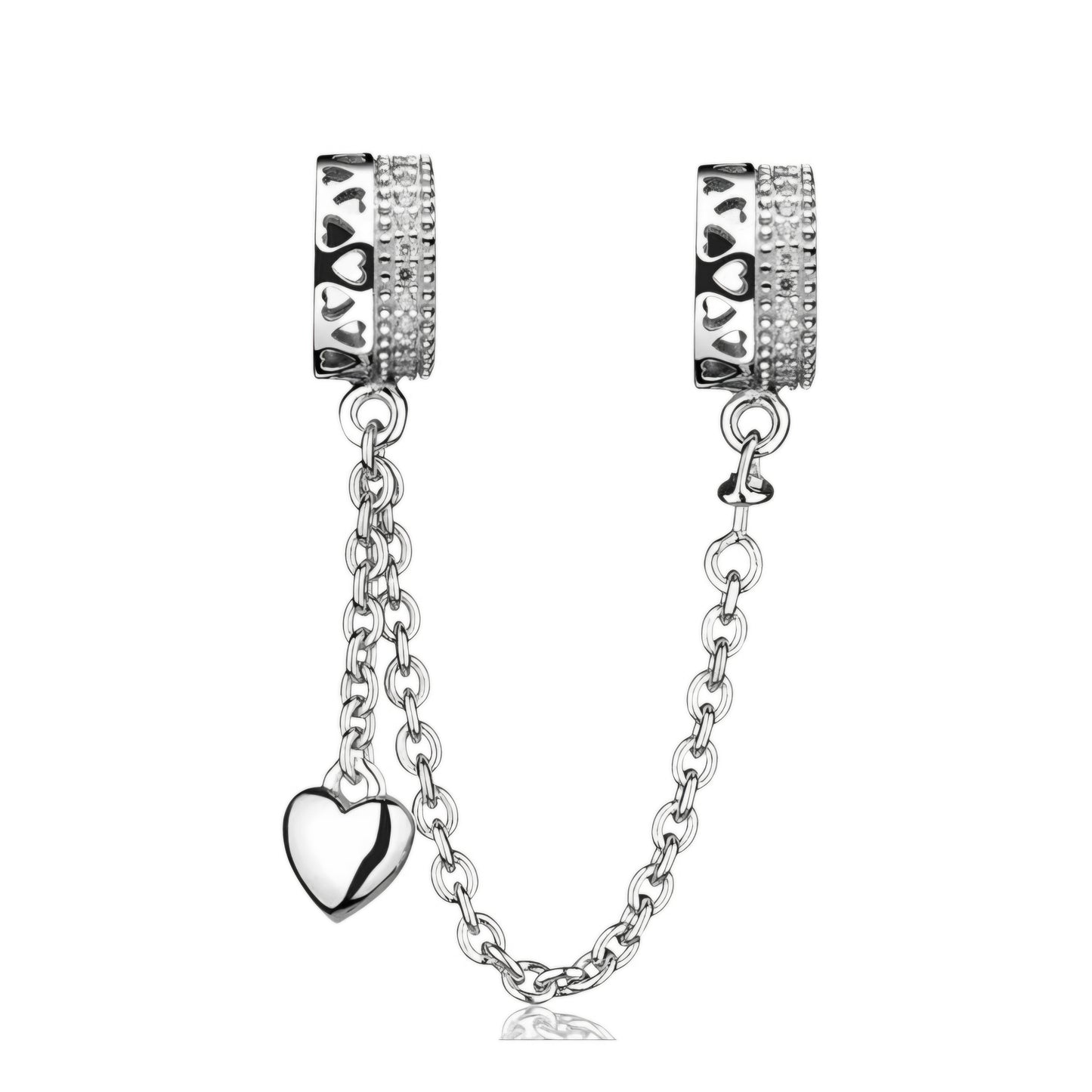 Dangling Heart Slide on Safety Chain for Charm Bracelet