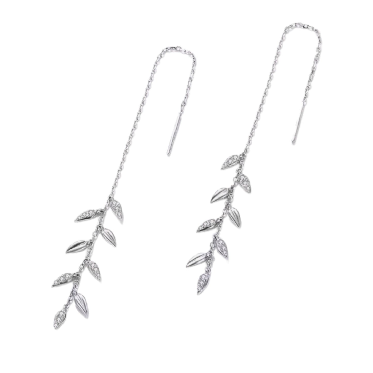 Sparkling Drop Thread Earrings