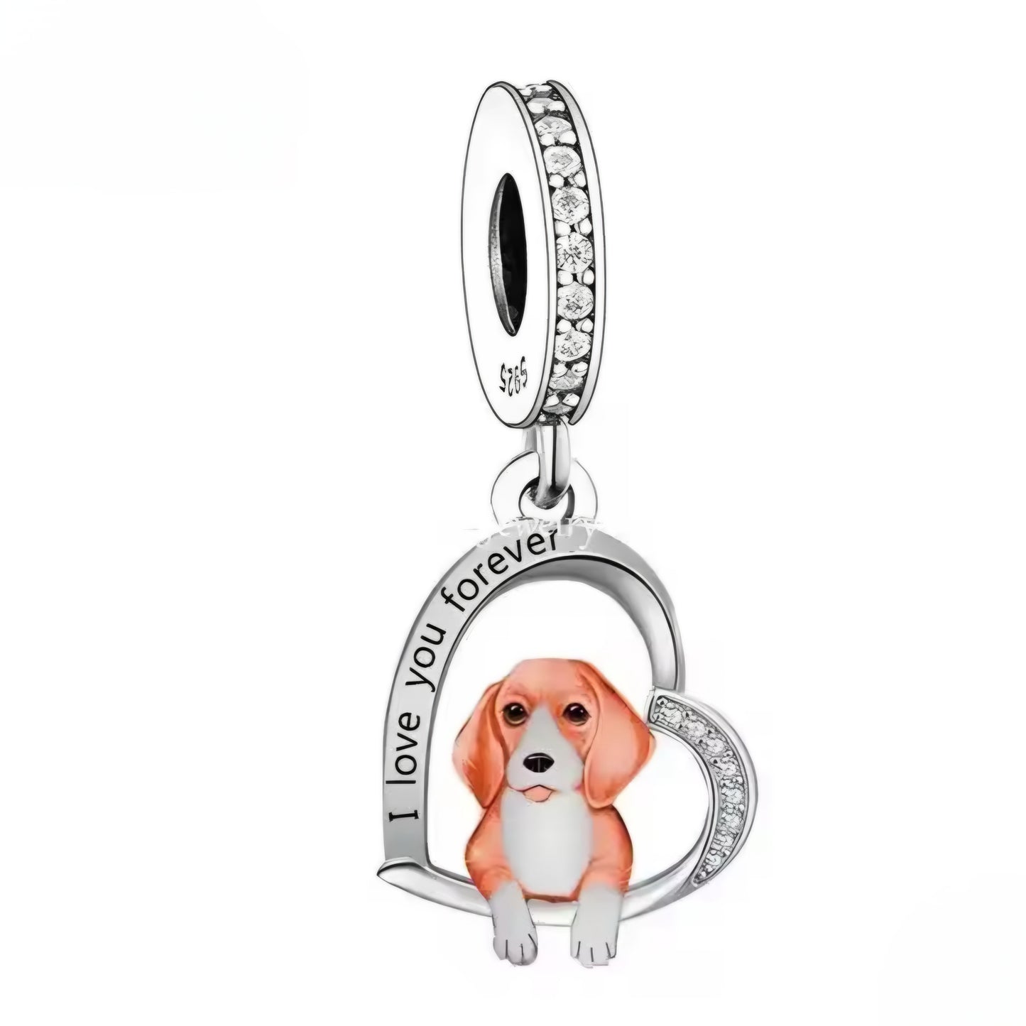 Beagle 'I love you forever' Charm