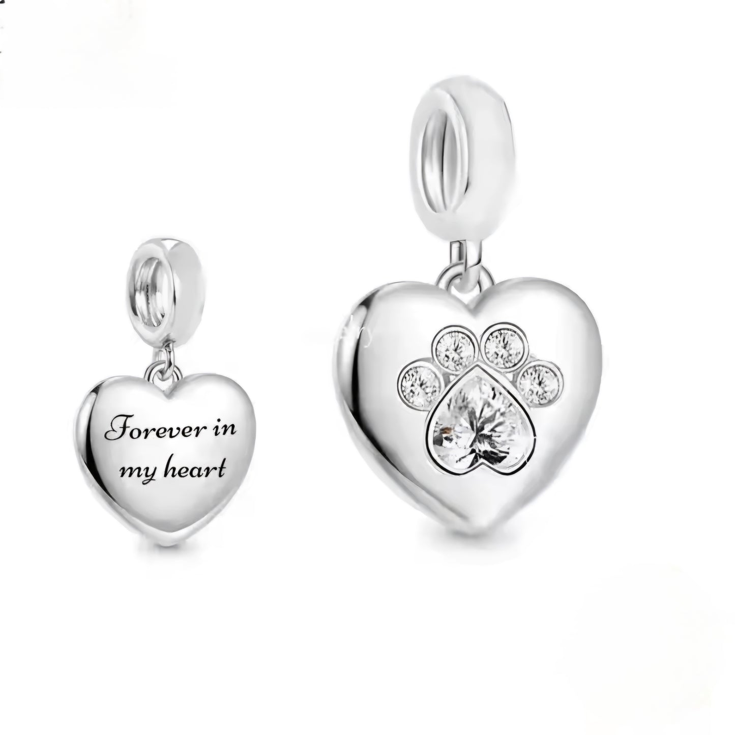 Forever in my heart Puffed Heart Pet Memorial Charm