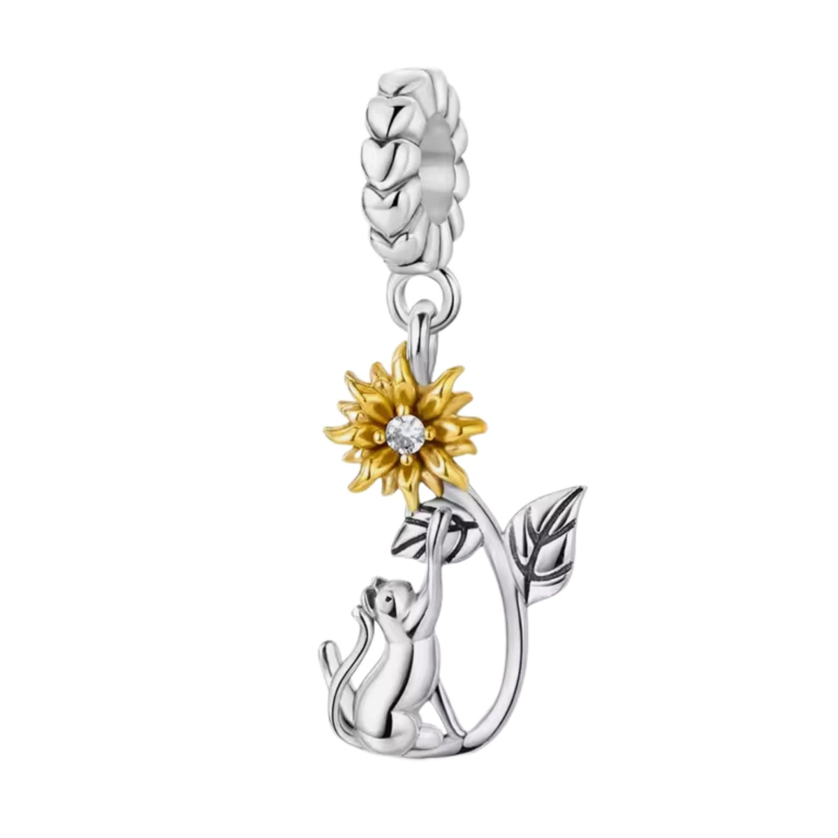 Cat & Sunflower Charm - Sparks Charms