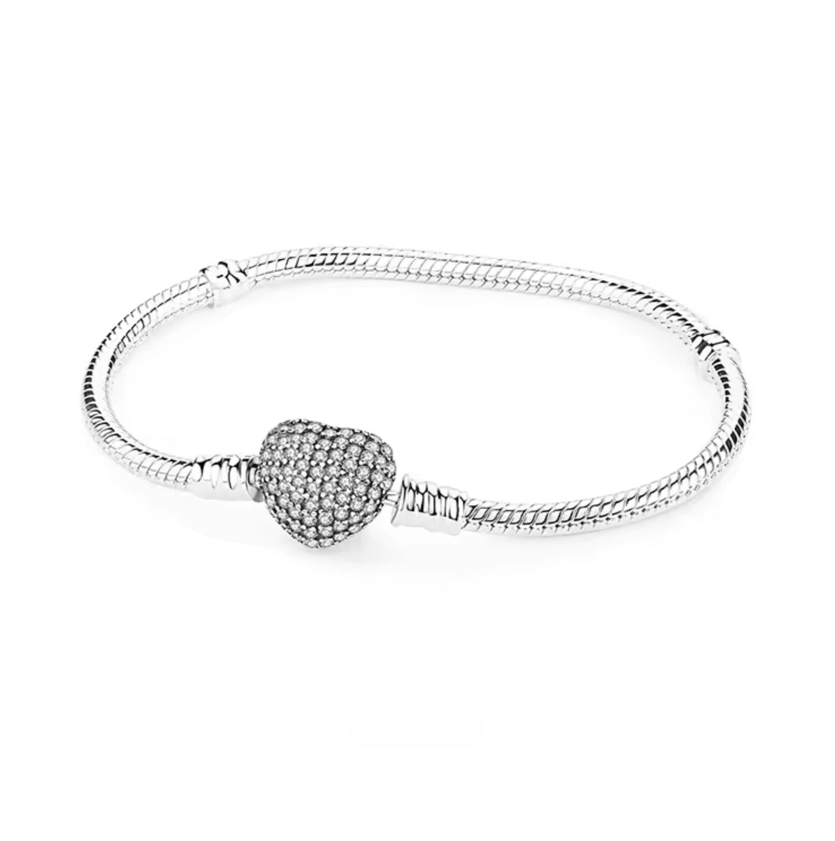 Clear or Pink Sparkling Puffed Heart Charm Bracelet - Sparks Charms