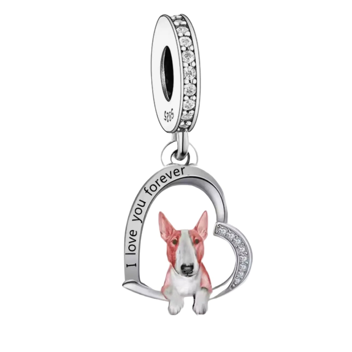 English Bull Terrier 'I love you forever' Charm - Sparks Charms