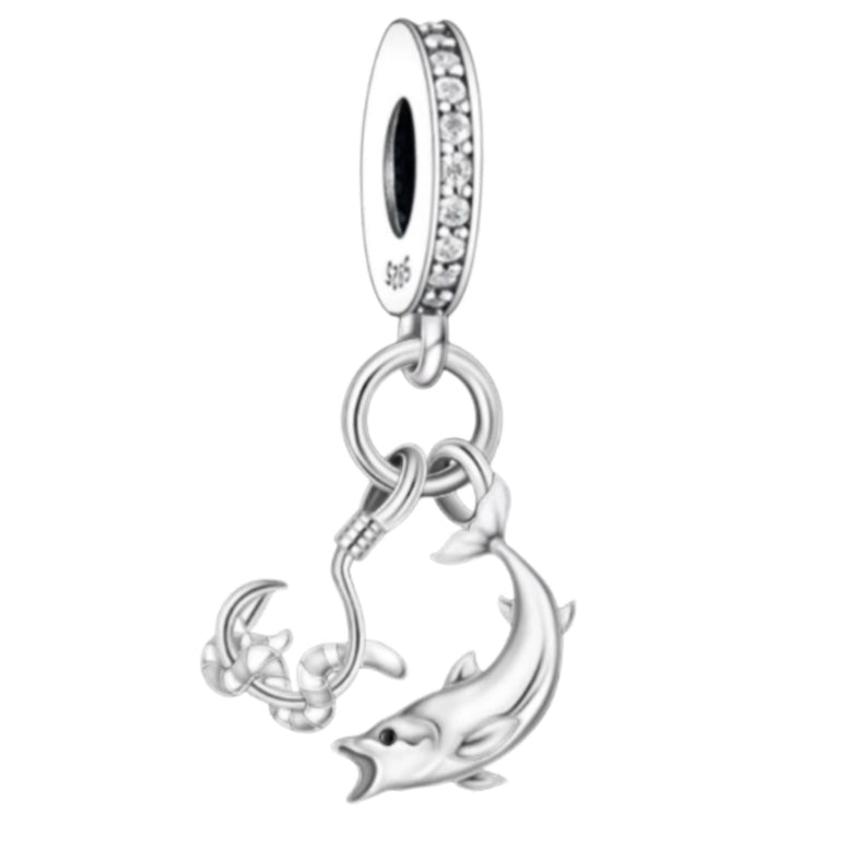Fishing Angling Fish & Hook Charm - Sparks Charms