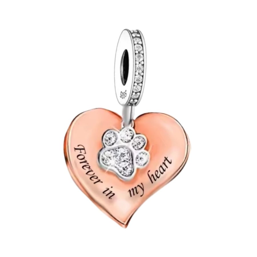 'Forever in my heart' Rose Gold Pet Memorial Charm - Sparks Charms