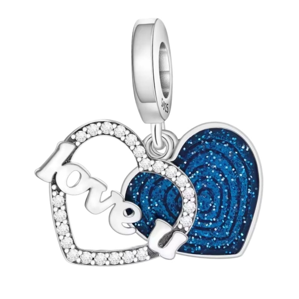 'Love u, to the moon & back' Sparkling Heart Charm - Sparks Charms