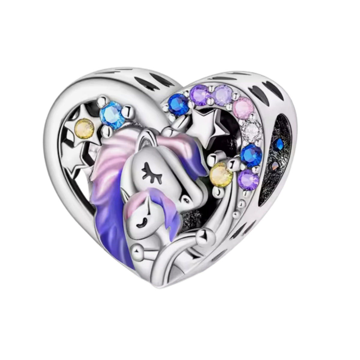 Mum & Baby Unicorn Bead Charm - Sparks Charms