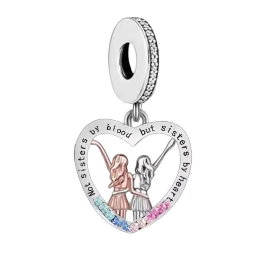 'Not sisters by blood, but sisters by heart' charm - Sparks Charms