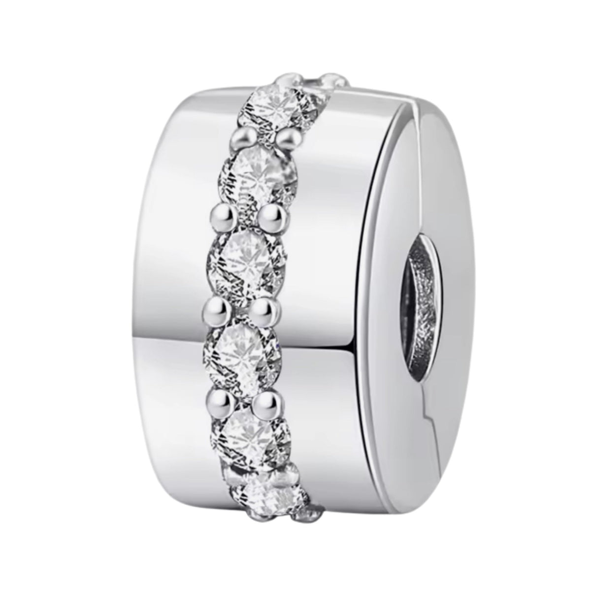 Pave Heart Round & Band Clip on Spacer Charm - Sparks Charms