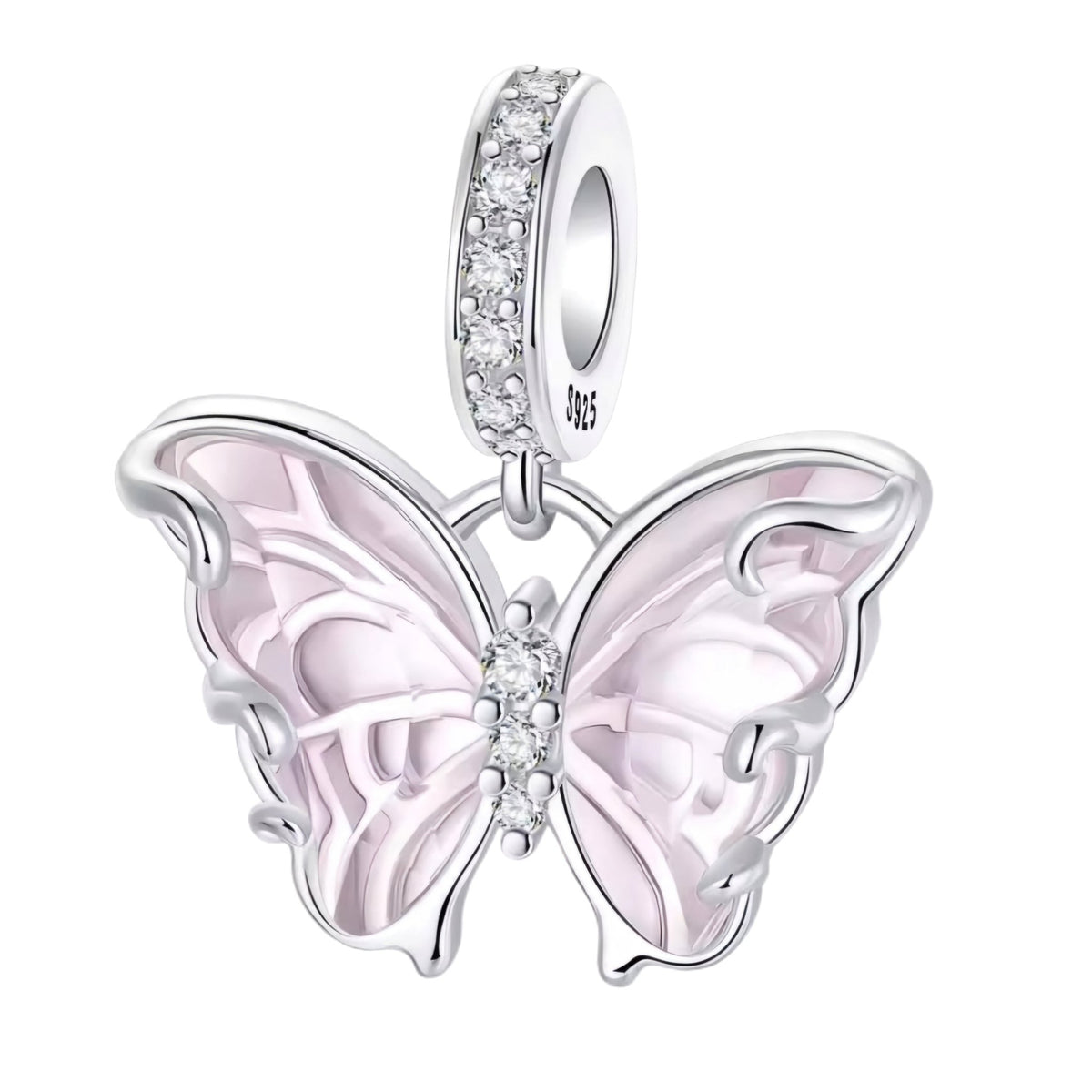 Pink Frosted Butterfly Charm - Sparks Charms