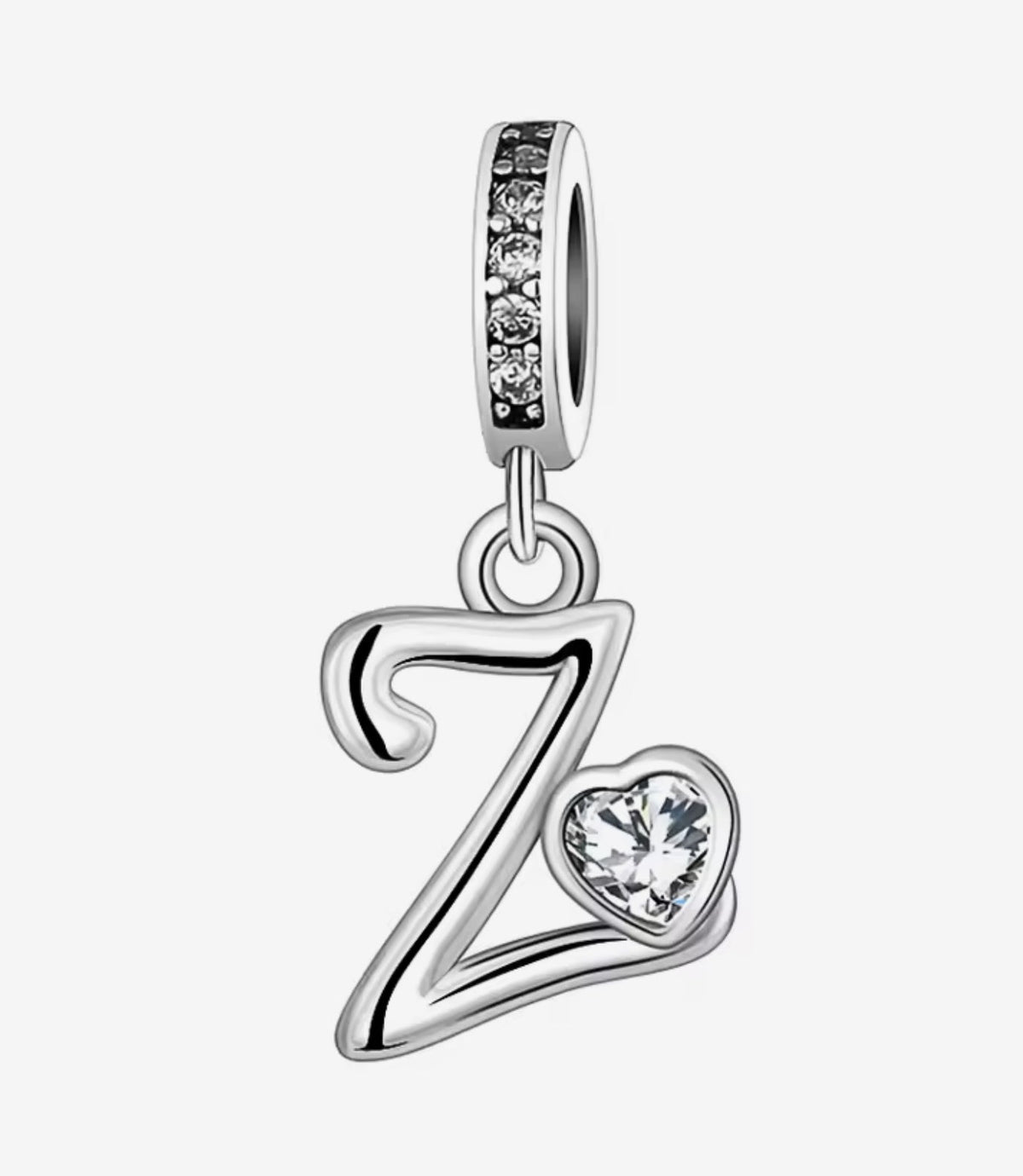 Sparkling Heart A - Z Letter Charm - Sparks Charms