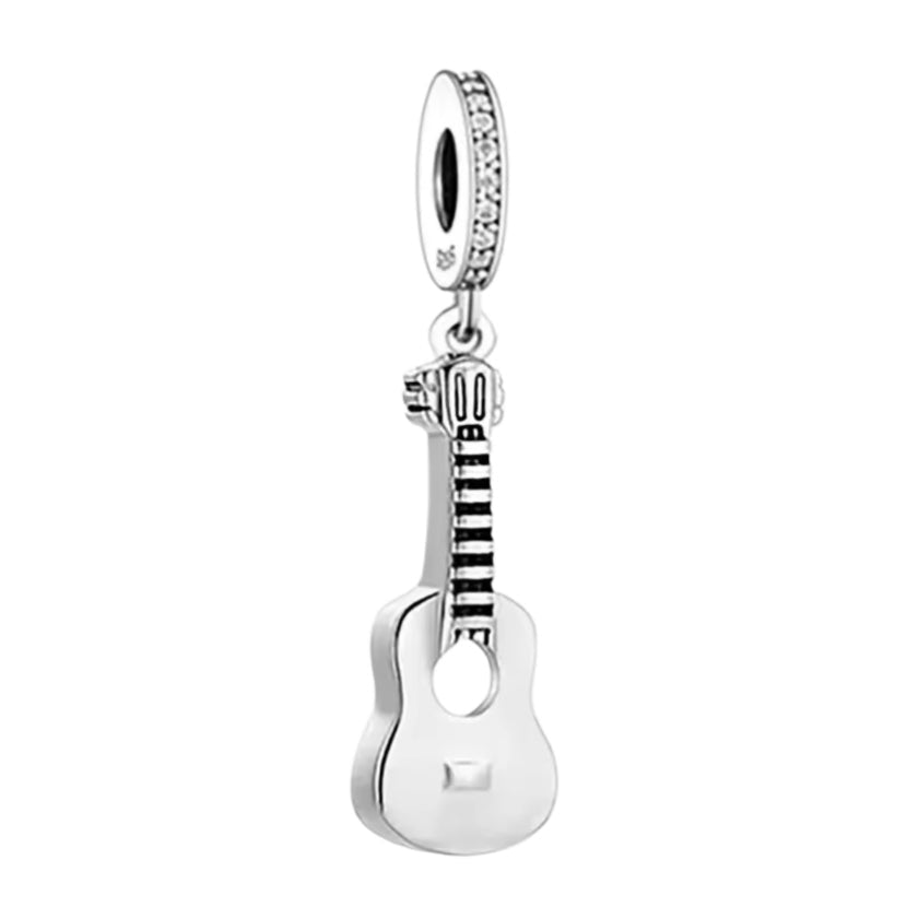 Sparkling Silver Guitar Charm - Sparks Charms