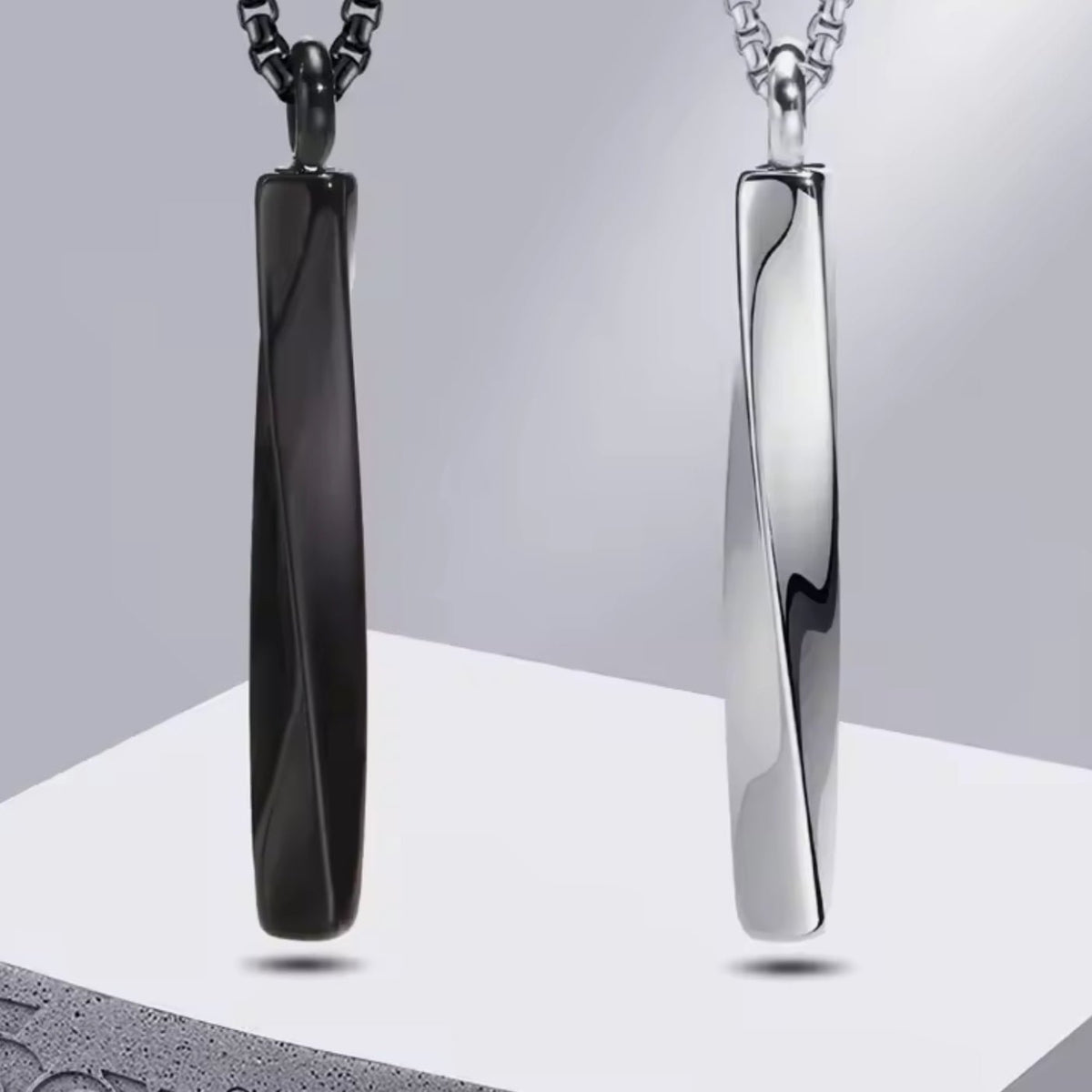 Stainless Steel Twisted Necklace Urn with Ash Funnel - Sparks Charms