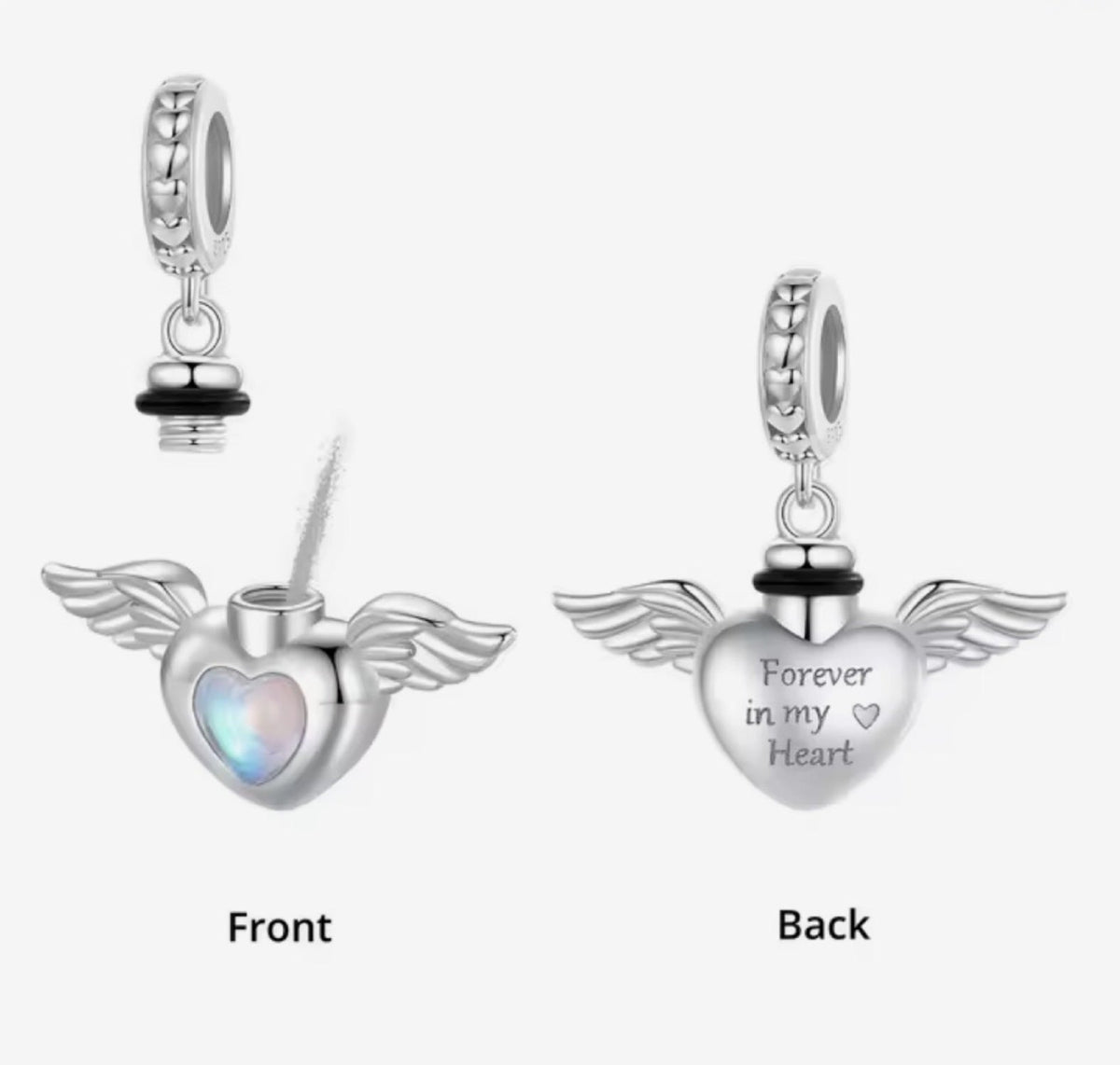 Winged 'Forever in my heart' Urn Charm - Sparks Charms