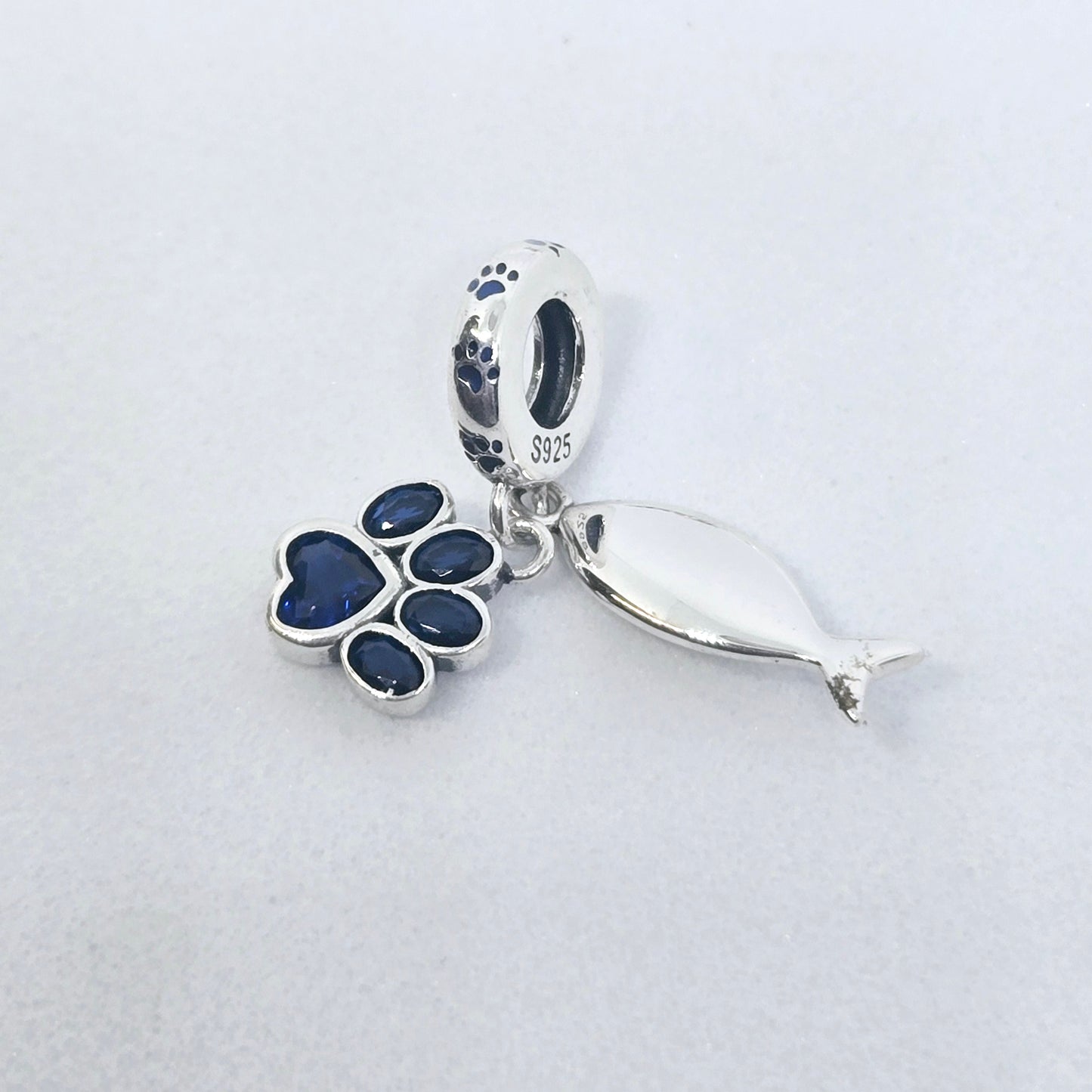 Paw & Bone or Paw & Fish in Pink/Blue Charm