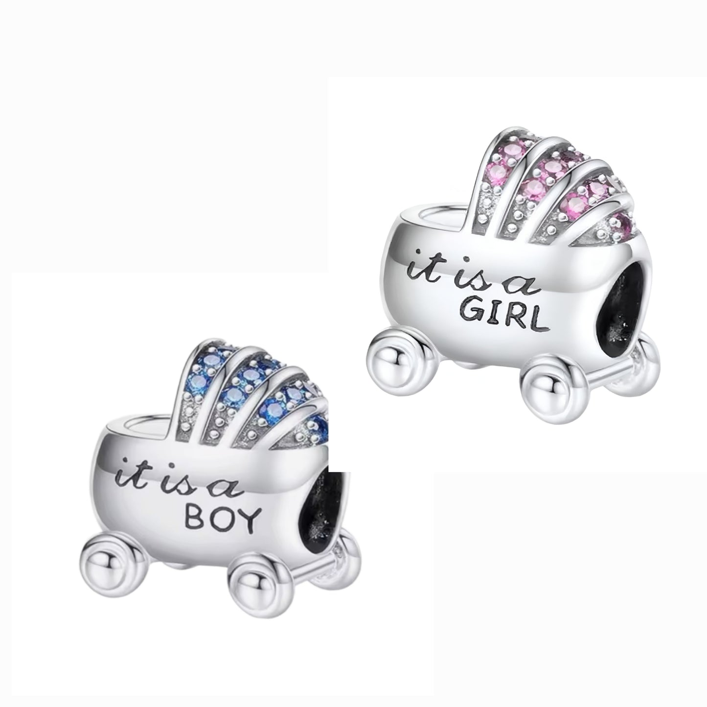 New Baby Sparkling Pram Push Chair Pink or Blue Charm