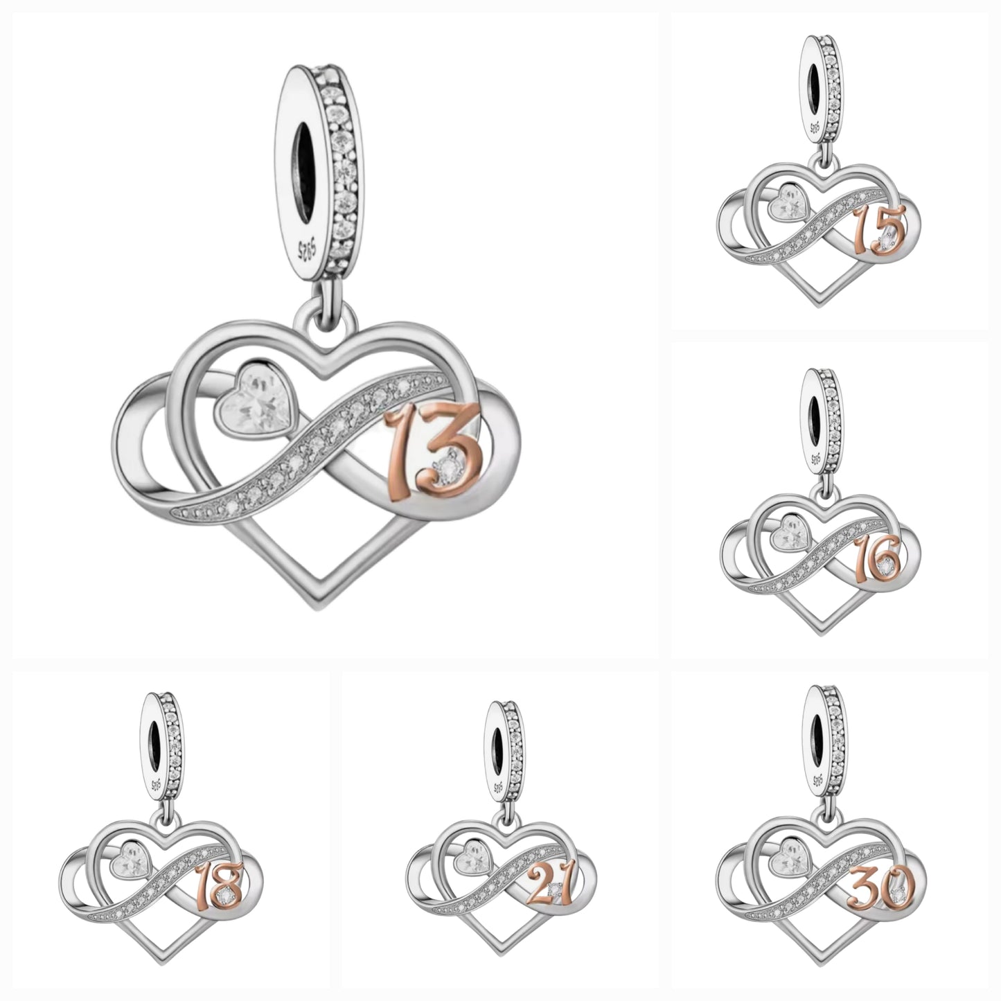 Sparkling Infinity Loop Anniversary Birthday Charm