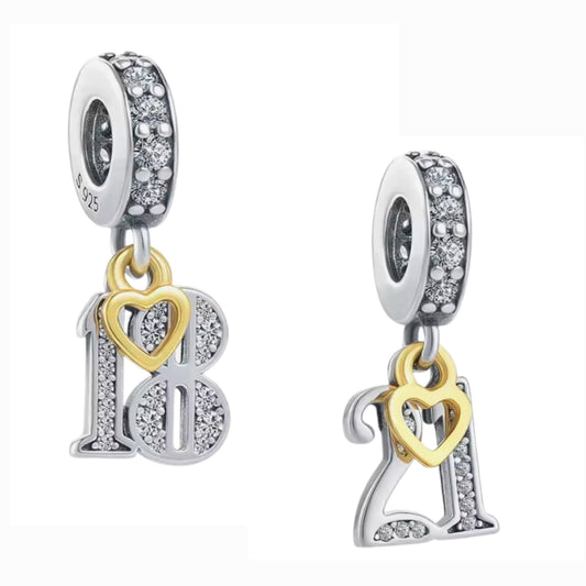 Sparkling 18th 21st Birthday Anniversary Charm