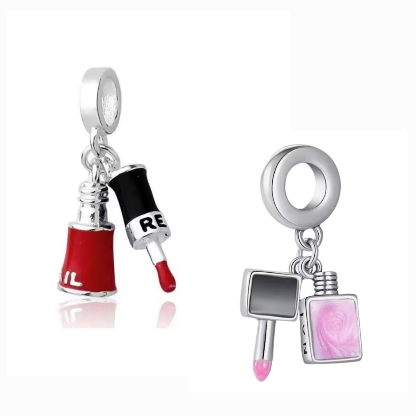 Pink & Red Nail Varnish Nail Technicians Charm