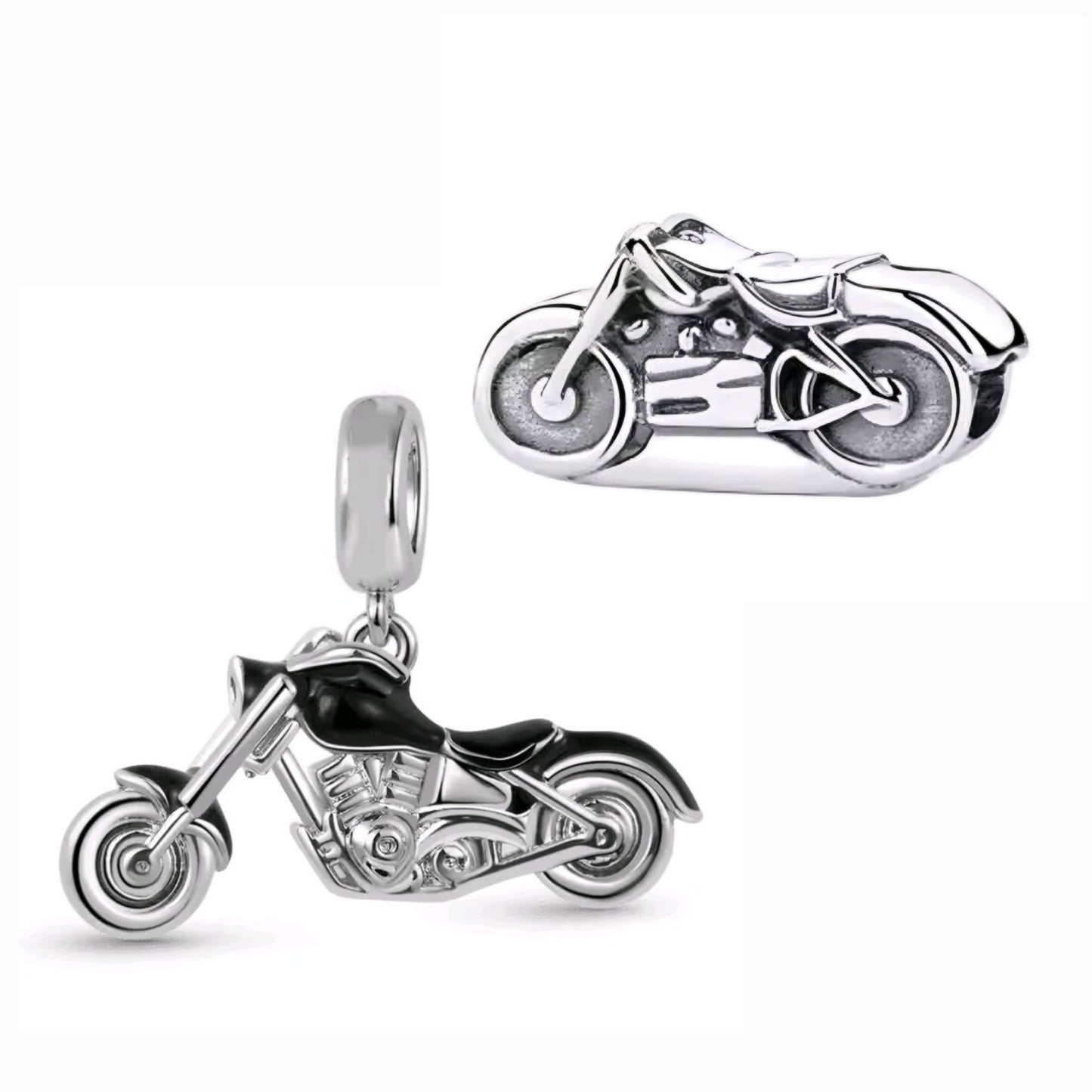Black Dangle or Bead Motorbike Charm