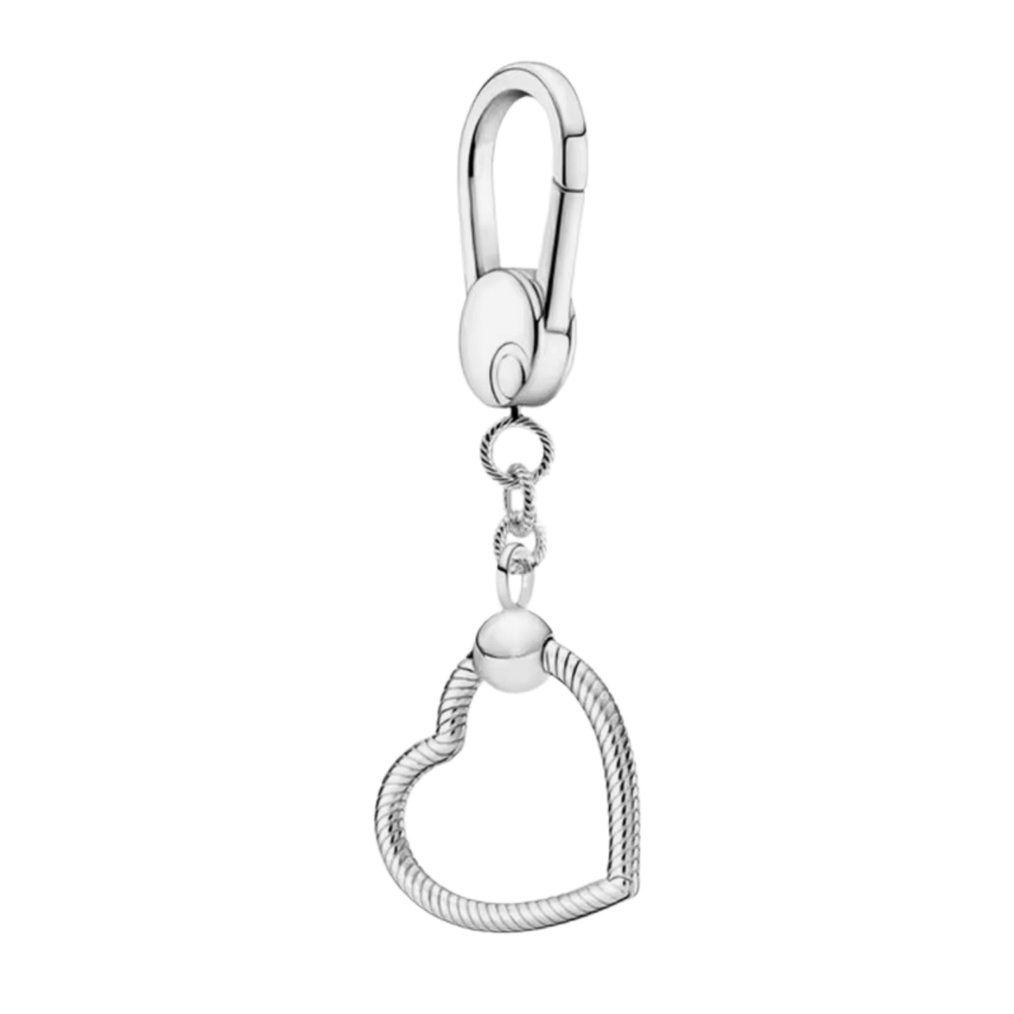 925 Silver Heart Keyring Bag Charm Holder in Gift Box