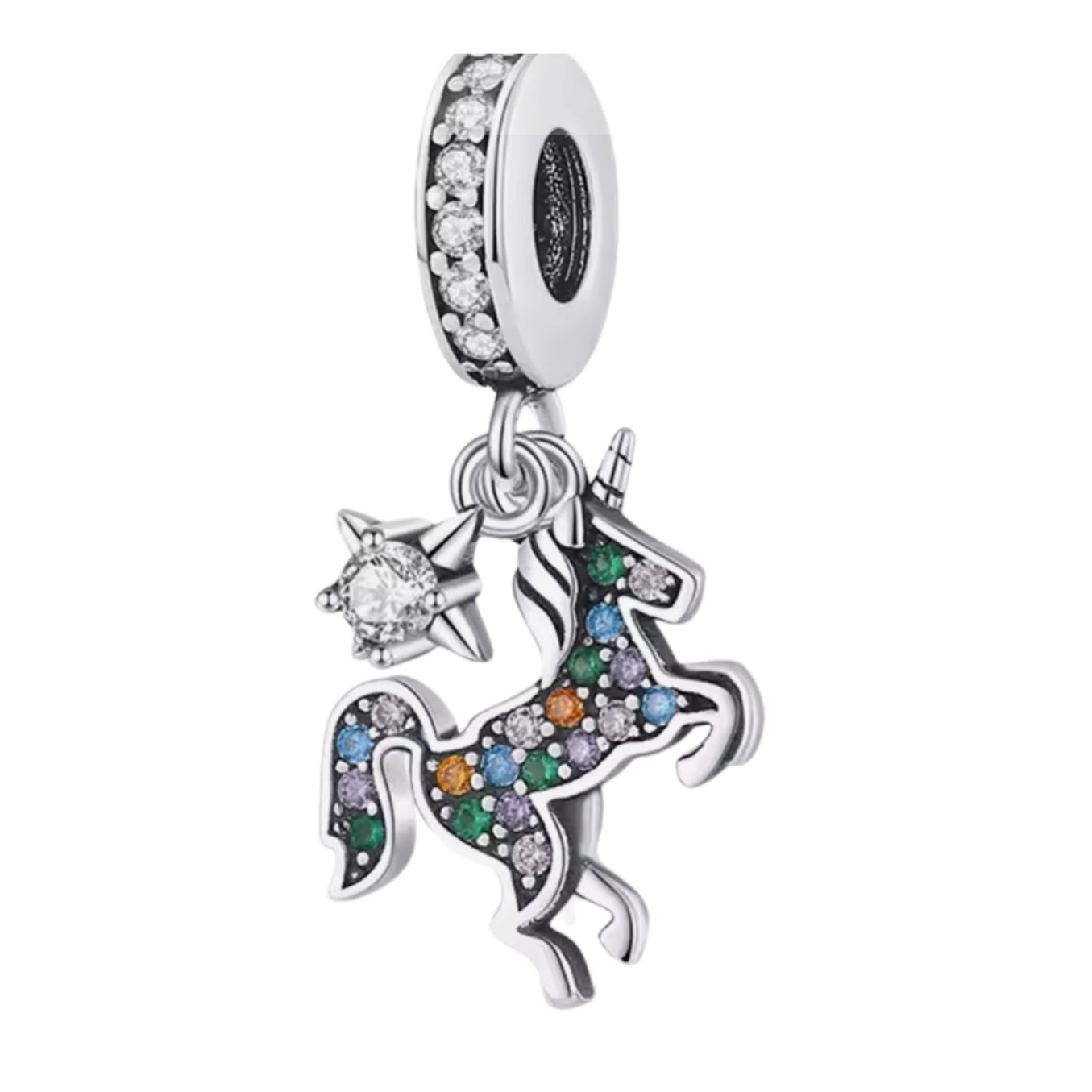Colourful Sparkling Unicorn Charm