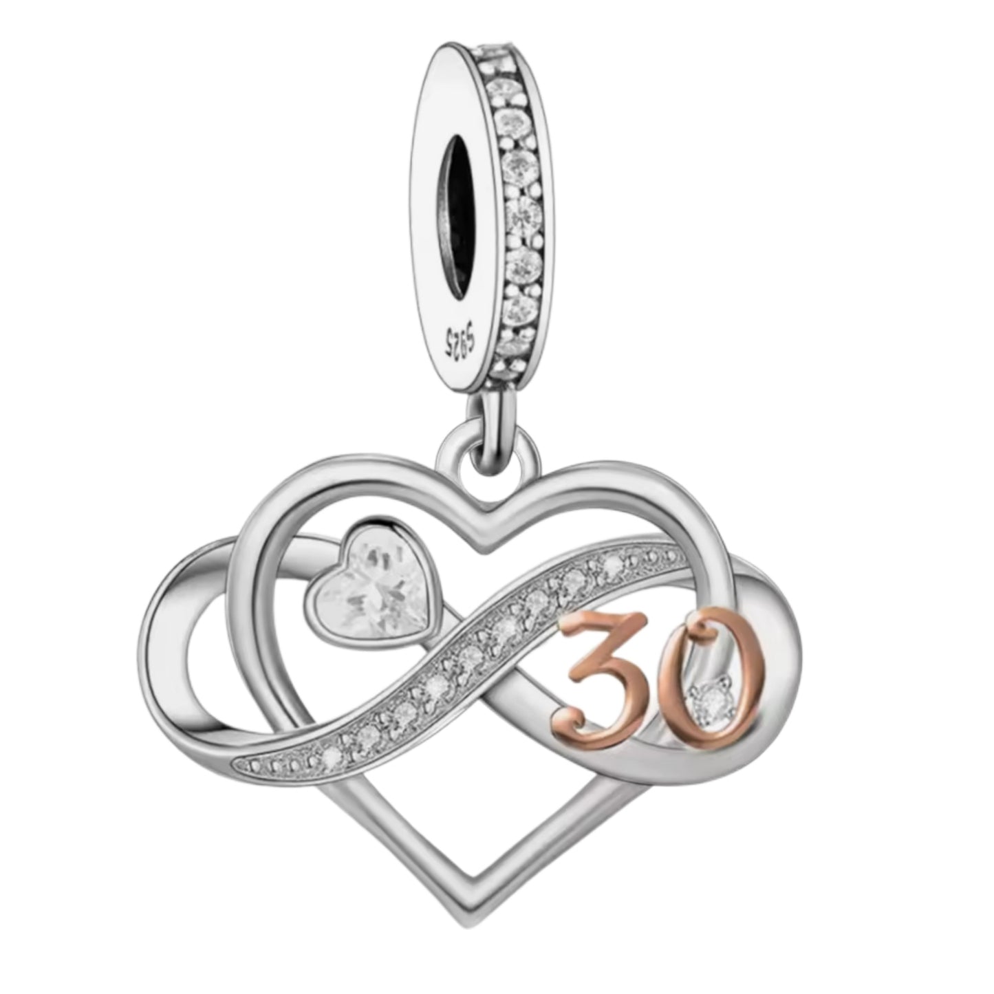 Sparkling Infinity Loop Anniversary Birthday Charm