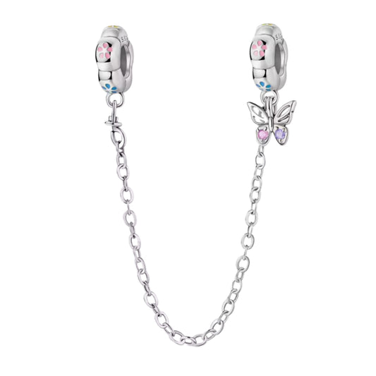 Flower & Butterfly Slide on Safety Chain