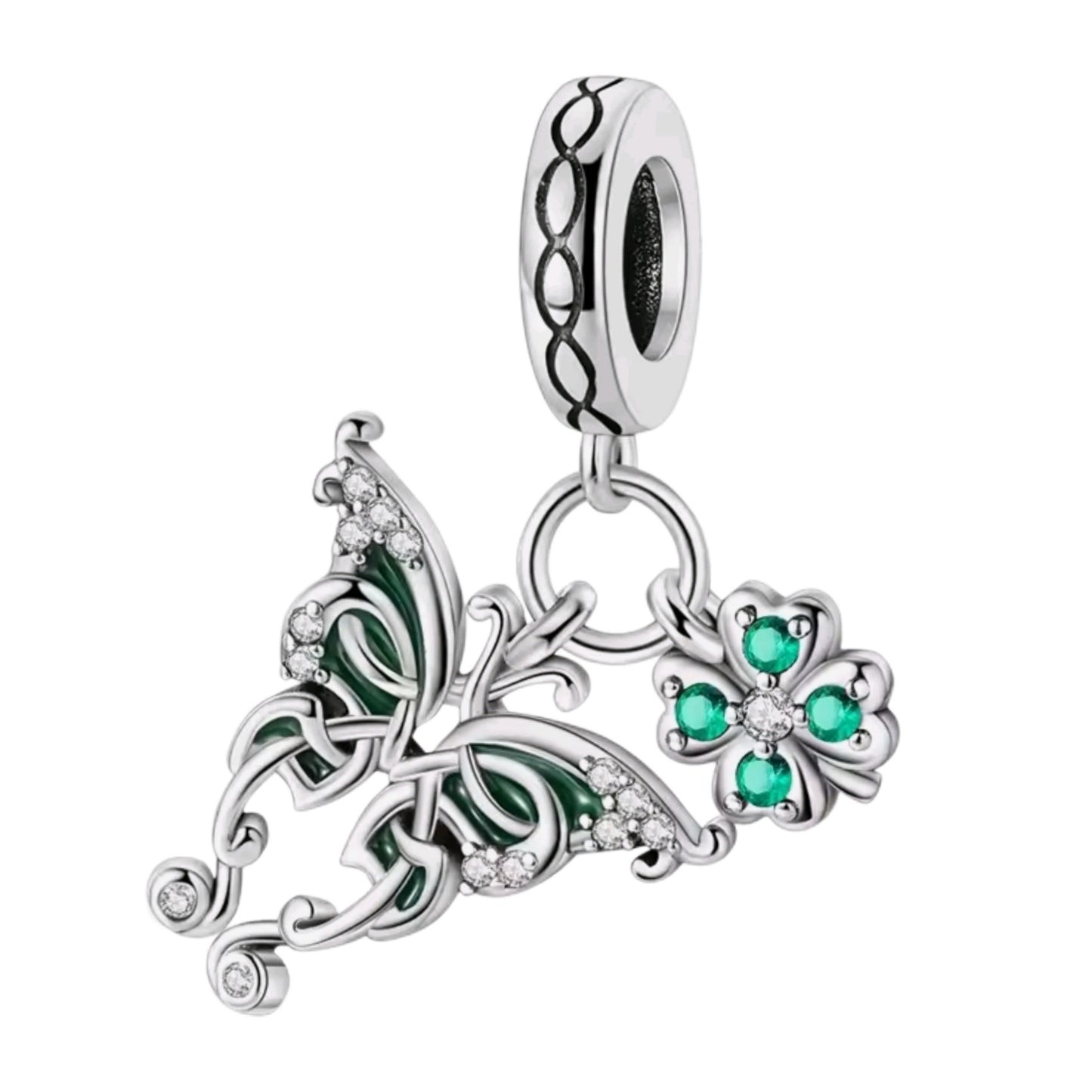 Lucky Butterfly & Shamrock Charm
