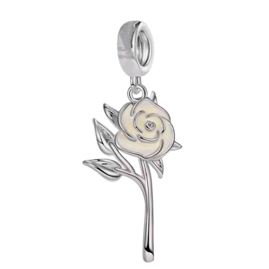 Single White Rose Charm