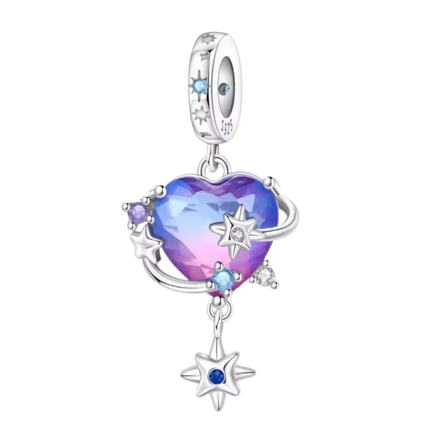 Sparkling Purple or Pink Zircon Love Heart Charm