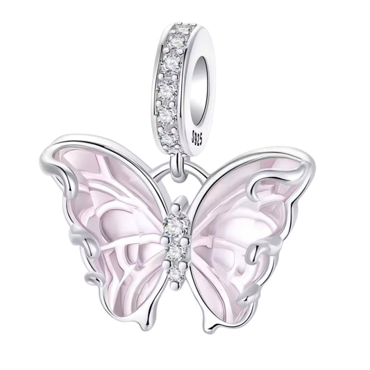 Pink Frosted Butterfly Charm