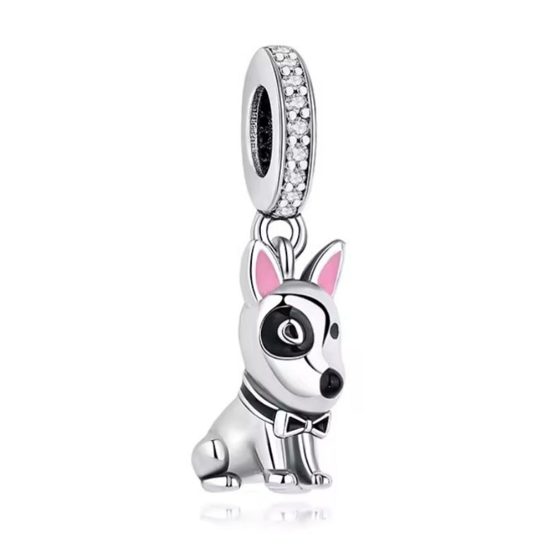 Black & White English Bull Terrier Dangle Charm