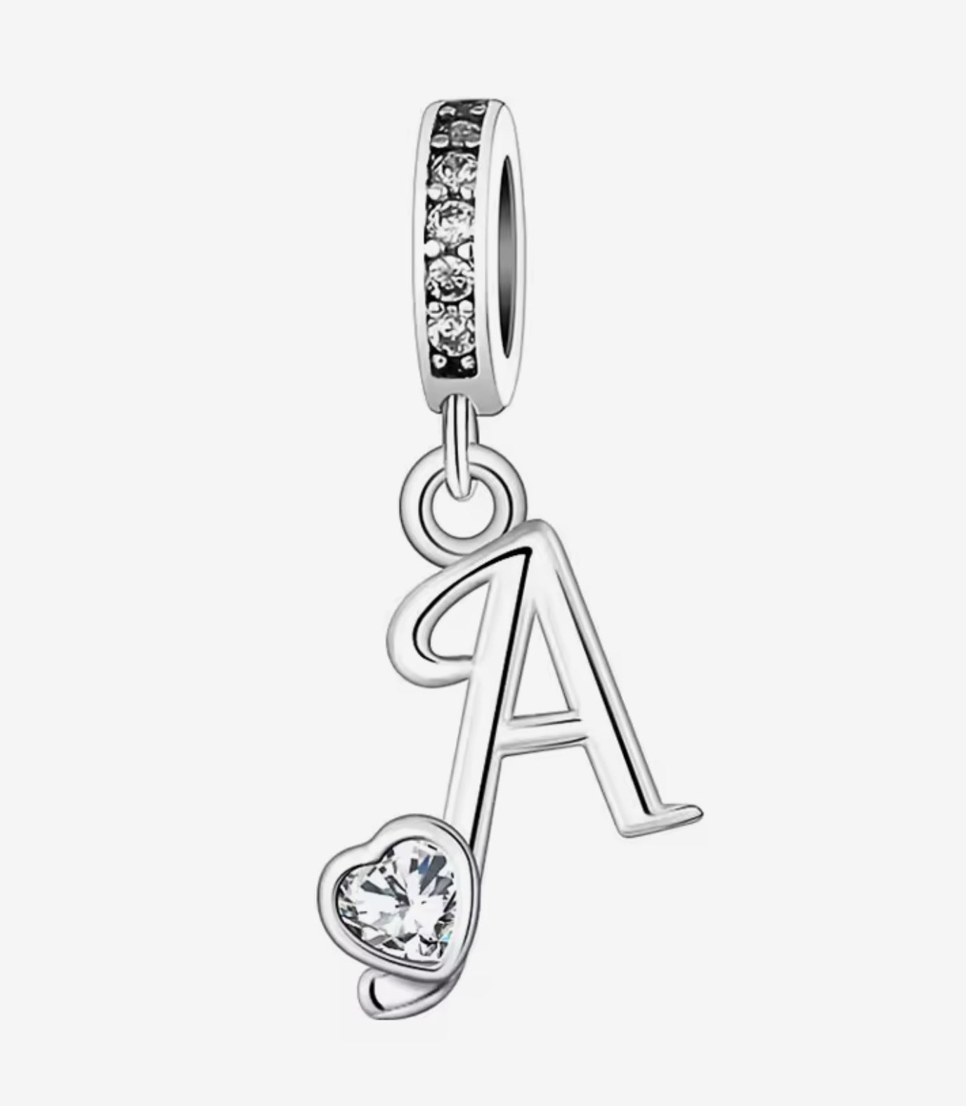 Sparkling Heart A - Z Letter Charm
