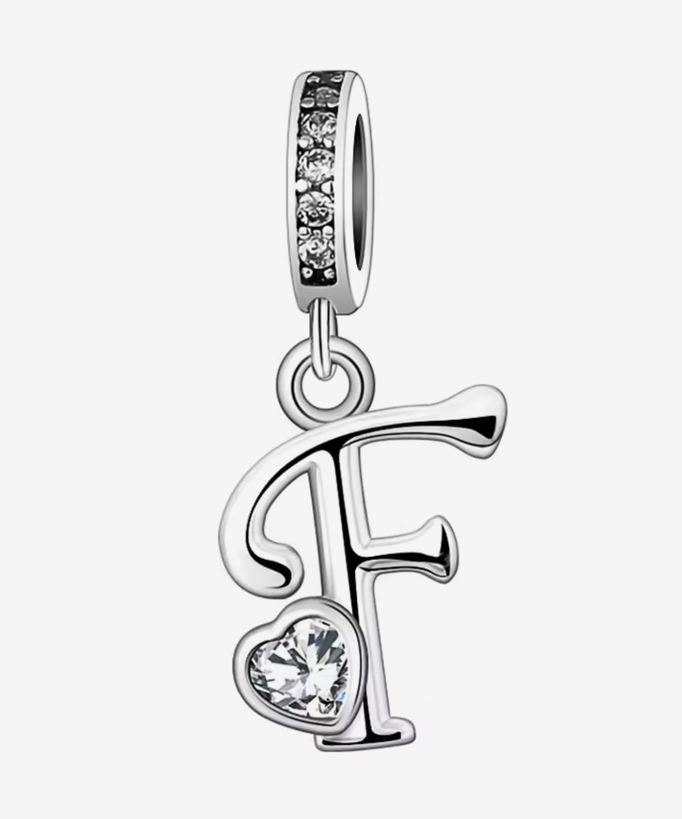Sparkling Heart A - Z Letter Charm