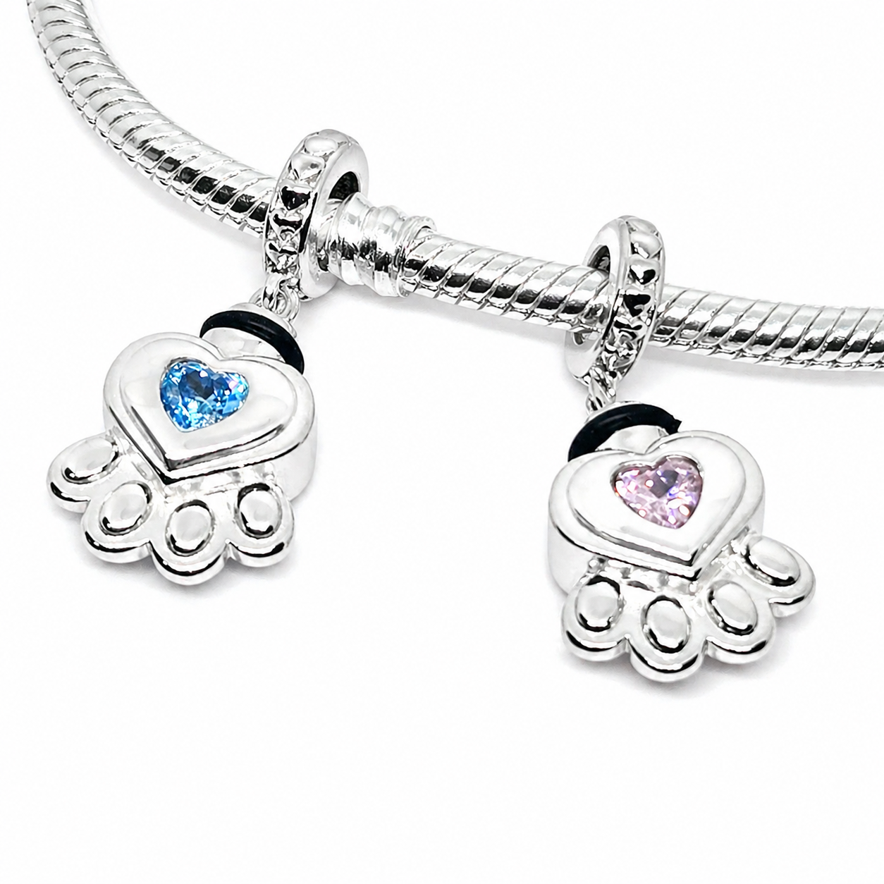Paw Print 'Forever in my heart' Pink or Blue Pet Urn Charm