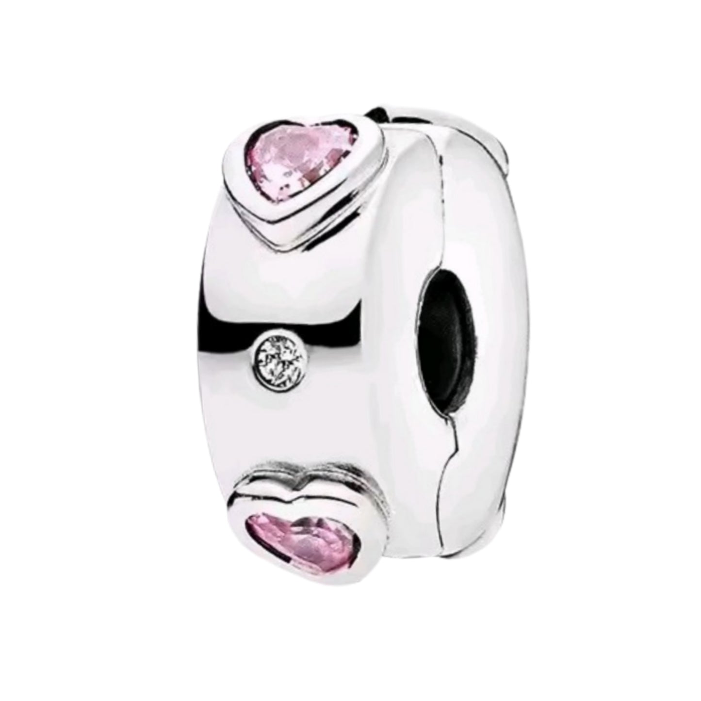 Sparkling Band & Dangling 'LOVE' Heart Clip on Spacer Charm