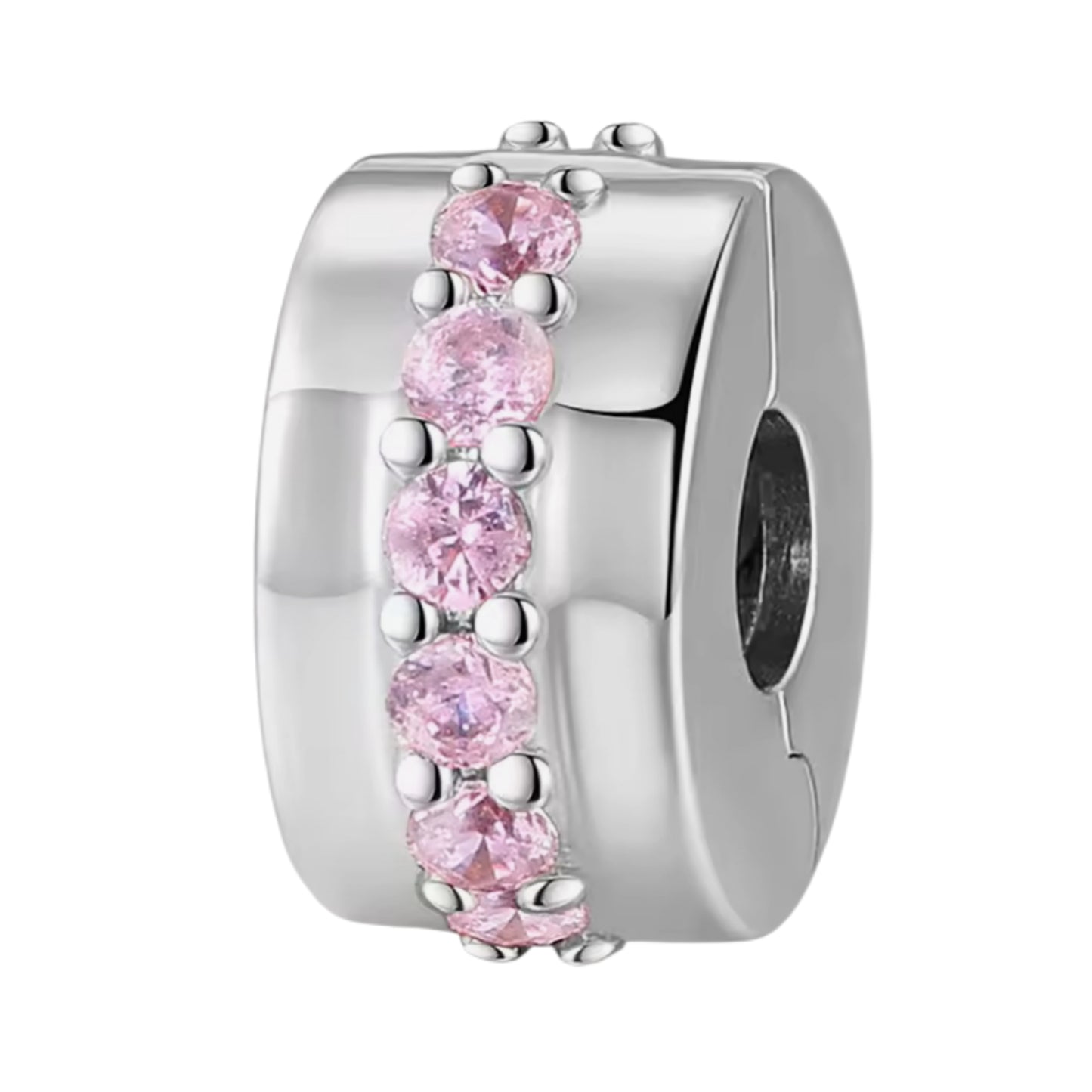 Pave Heart Round & Band Clip on Spacer Charm