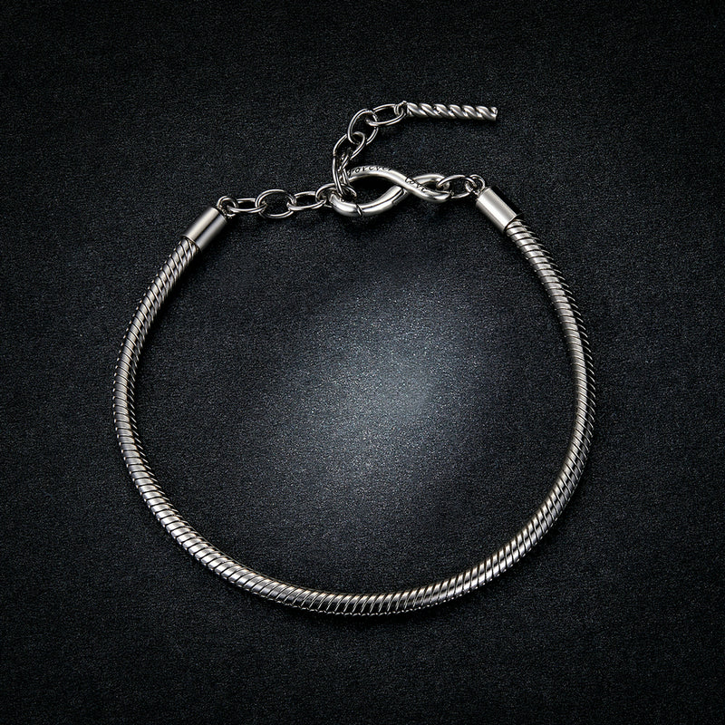 Solid 925 Silver Infinity 'Forever Love' Loop Charm Bracelet