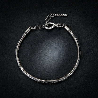 Solid 925 Silver Infinity 'Forever Love' Loop Charm Bracelet
