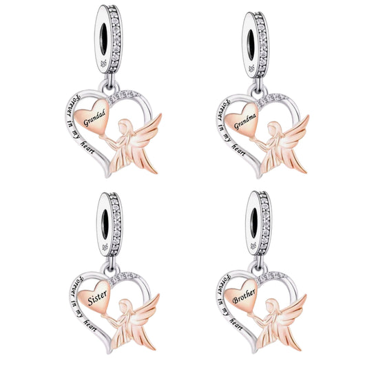 Angel Holding Heart ' Forever in my heart' Memorial Charm