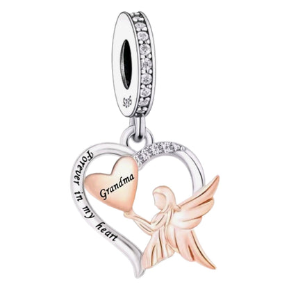Angel Holding Heart ' Forever in my heart' Memorial Charm - Sparks Charms