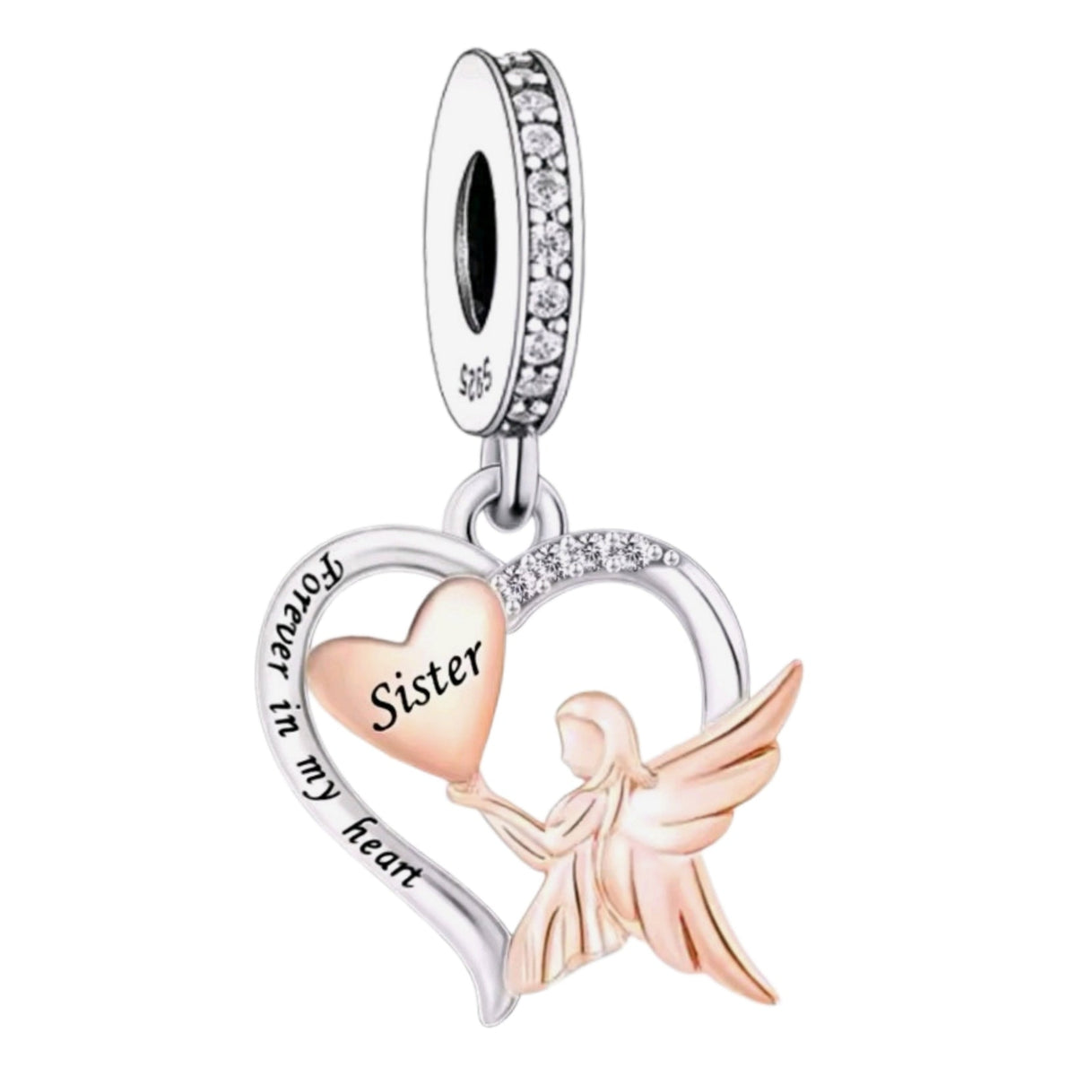 Angel Holding Heart ' Forever in my heart' Memorial Charm - Sparks Charms