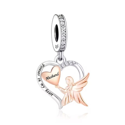 Angel Holding Heart ' Forever in my heart' Memorial Charm - Sparks Charms