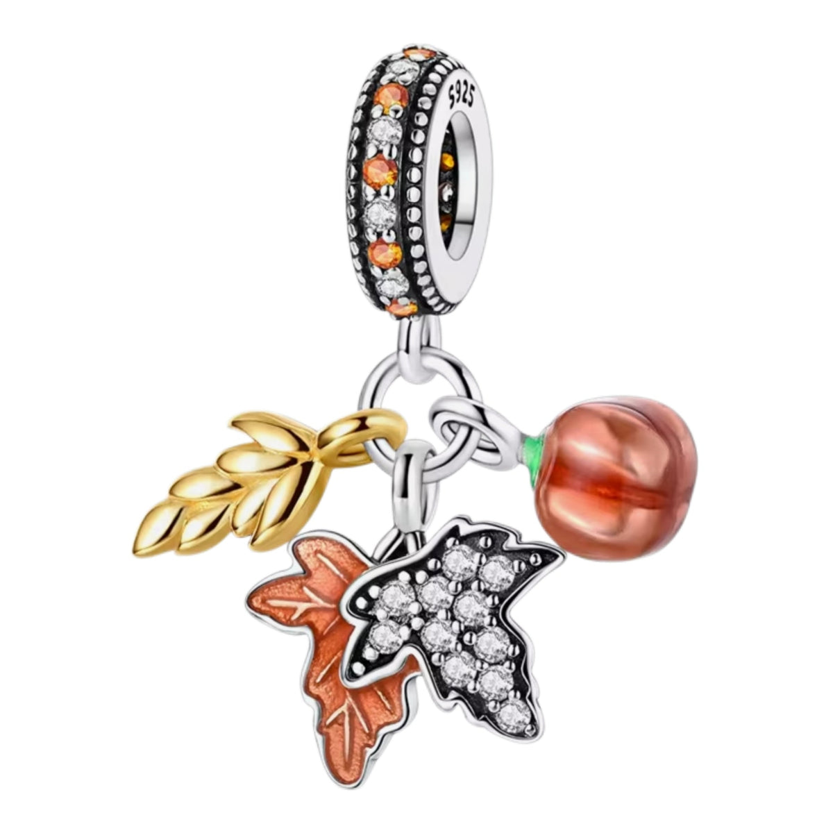 Autumn Leaves Oak Wheat & Pumpkin Charm - Sparks Charms