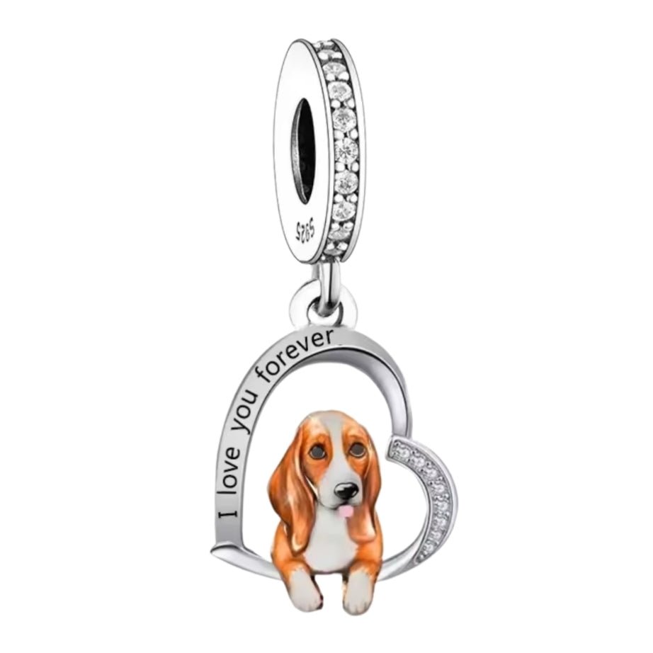 Basset Hound 'I love you forever' Charm - Sparks Charms