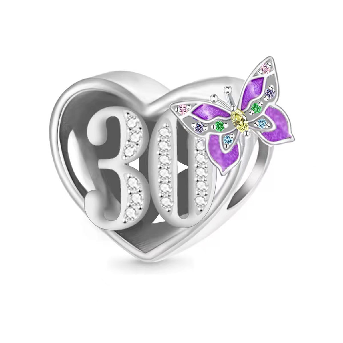 Birthday Anniversary Purple Butterfly Bead Charm - Sparks Charms