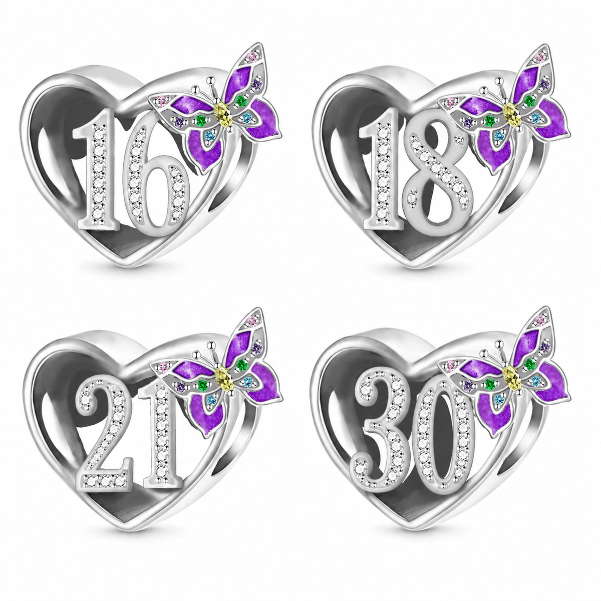 Birthday Anniversary Purple Butterfly Bead Charm - Sparks Charms