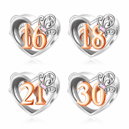 Birthday Anniversary Rose Gold Butterfly Bead Charm - Sparks Charms