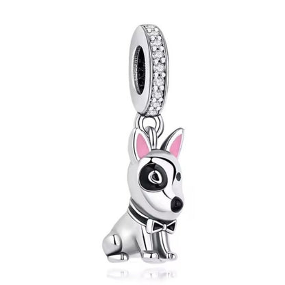 Black & White English Bull Terrier Dangle Charm - Sparks Charms